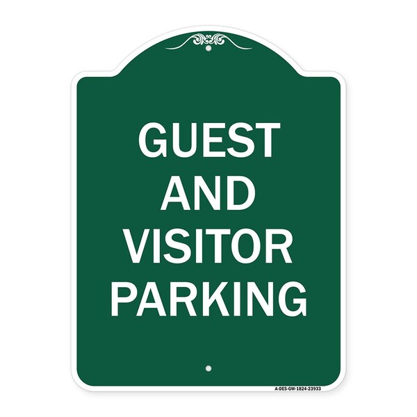 Signmission Designer Series Guest and Visitor Parking, Green & White Aluminum Sign, 18" x 24", GW-1824-23933 A-DES-GW-1824-23933 - main